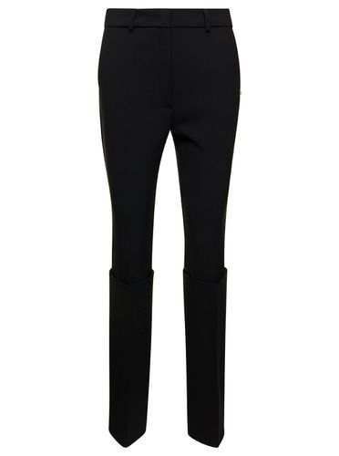 Slim Pants With Deep Turn-up Detail In Stretch Wool Blend Woman - SportMax - Modalova