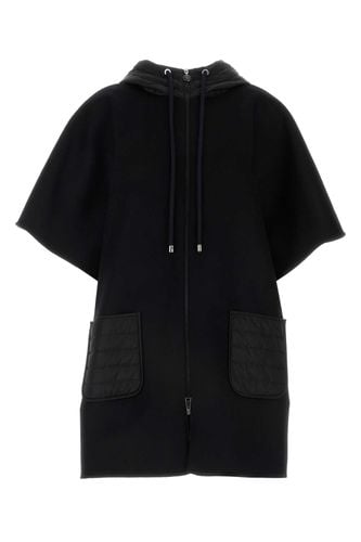 Moncler Black Wool Blend Cape - Moncler - Modalova