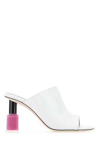 White Leather Nail Polish Mules - Loewe - Modalova