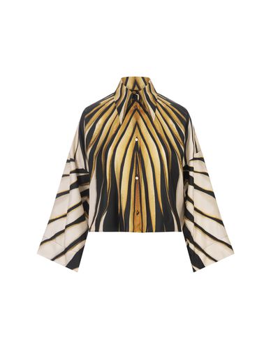 Ray Of Gold Print Silk Shirt - Roberto Cavalli - Modalova