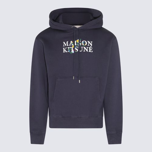 Ink Blue Cotton Flower Lettering Sweatshirt - Maison Kitsuné - Modalova