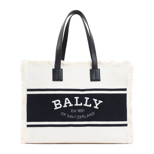 Logo Embroidered Fringed Tote Bag - Bally - Modalova