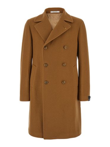 Arden Beige Double-breasted Coat With Half-belt In Wool Blend Man - Tagliatore - Modalova