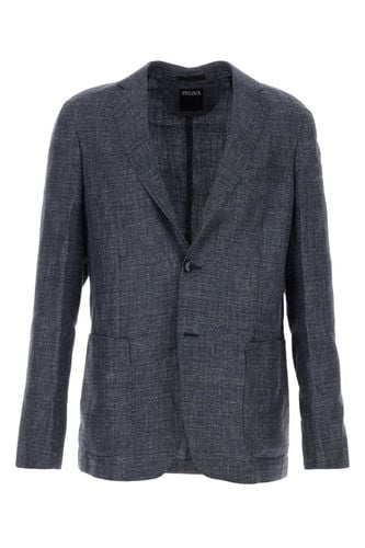 Zegna Blue Linen Blend Blazer - Zegna - Modalova