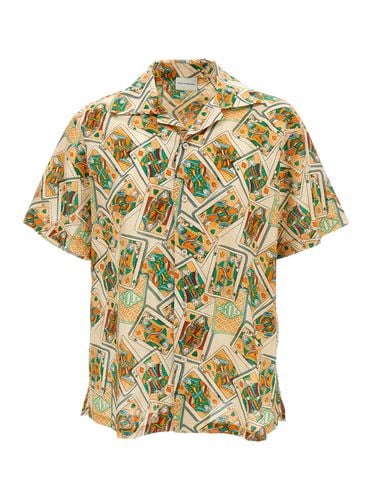 Multicolor Bowling Shirt With Jeu De Cartes Print In Linen And Cotton Man - Drôle de Monsieur - Modalova