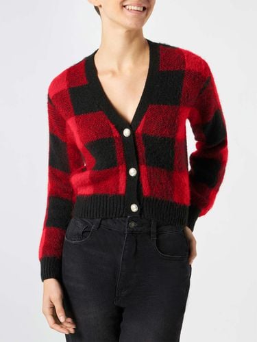 Woman Short Cardigan With Jewel Buttons And Tartan Print - MC2 Saint Barth - Modalova