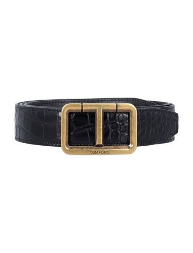 Tom Ford Crocco Print Scored Belt - Tom Ford - Modalova