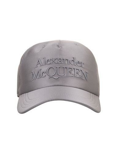 Silk Blend Baseball Cap With Front Logo - Alexander McQueen - Modalova