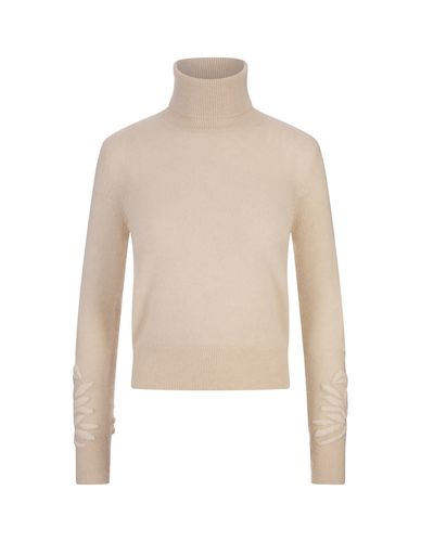 Beige Cashmere Turtleneck With Embroidery - Ermanno Scervino - Modalova