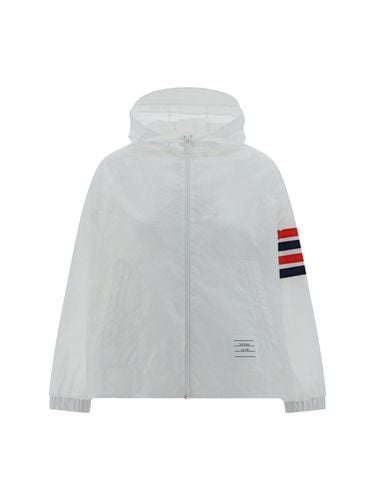 Bar Stripe Detailed Hooded Jacket - Thom Browne - Modalova