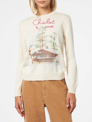 Woman Crewneck Sweater With Chalet & Rosè Embroidery - MC2 Saint Barth - Modalova