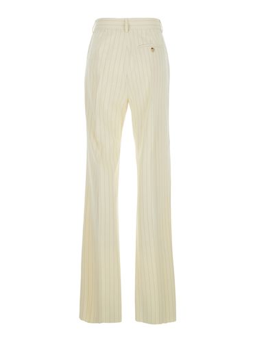 Cream Flared Pants With Pinstripe Motif In Viscose Blend Woman - SportMax - Modalova