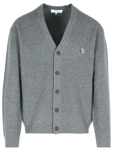 Grey Wool Blend Cardigan - Maison Kitsuné - Modalova