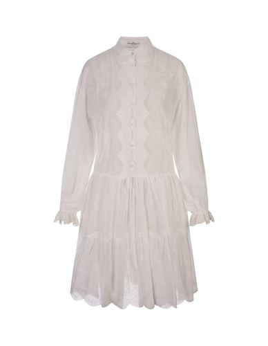 Midi Shirt Dress With Flower Embroidery - Ermanno Scervino - Modalova