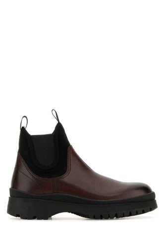 Prada Brown Leather Ankle Boots - Prada - Modalova