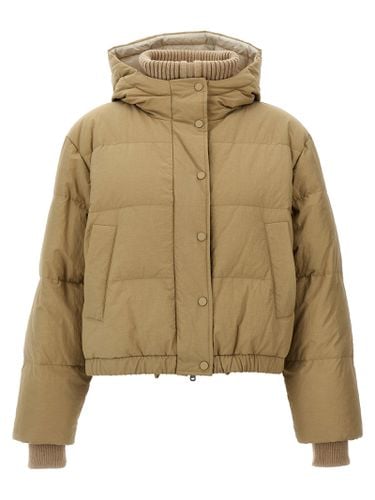 Hooded Knit Insert Down Jacket - Brunello Cucinelli - Modalova