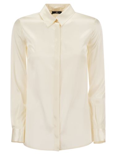 Straight Silk Satin Shirt - Elisabetta Franchi - Modalova