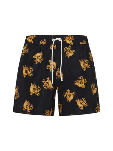 Burning Monogram Swim Shorts - Palm Angels - Modalova