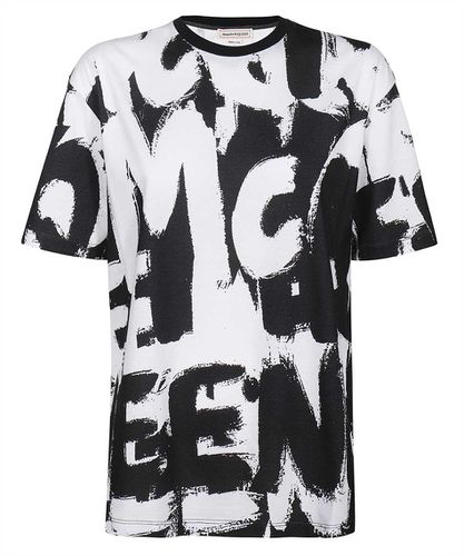 Short Sleeve Printed Cotton T-shirt - Alexander McQueen - Modalova