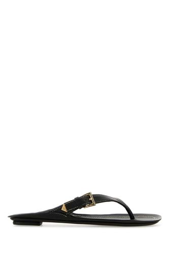 Prada Black Leather Thong Slippers - Prada - Modalova