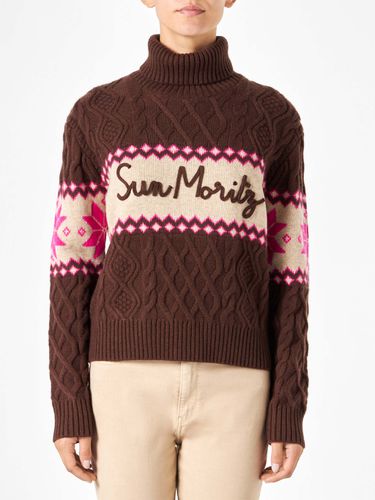 Woman Half-turtleneck Sweater With Sun Moritz Lettering - MC2 Saint Barth - Modalova