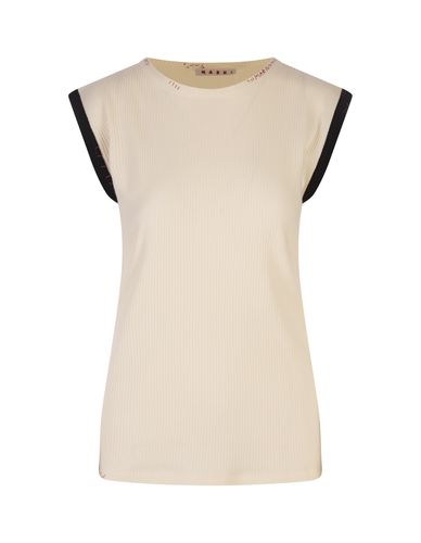 Ribbed Sleeveless Top With Red Stitching - Marni - Modalova