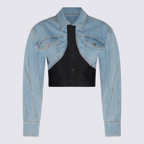 Light Blue Cotton Denim Jacket - Mugler - Modalova