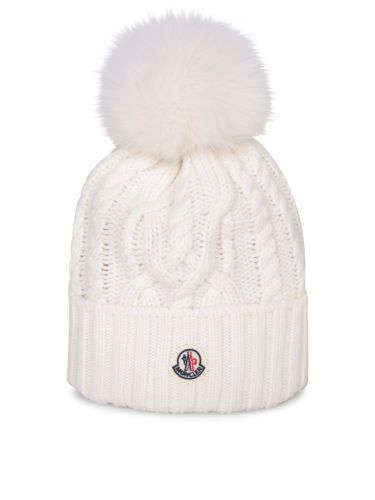 Wool And Cashmere Beanie With Pompon - Moncler - Modalova