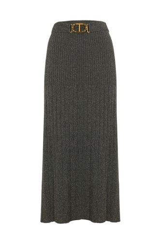 Lurex Knit Skirt With Oval T Belt - TwinSet - Modalova