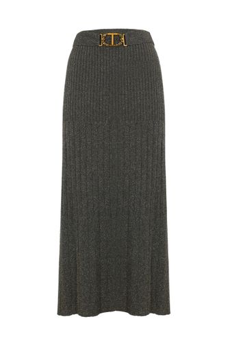 Lurex Knit Skirt With Oval T Belt - TwinSet - Modalova