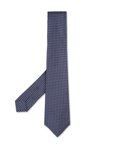 Tie With Checked Pattern And White Micro Pattern - Kiton - Modalova