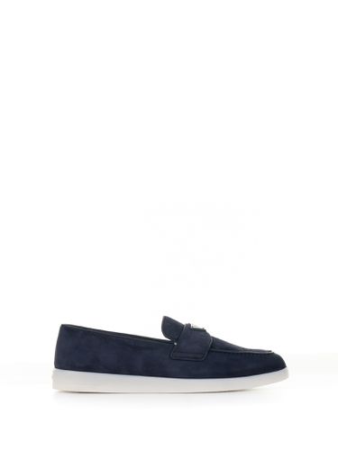 Prada Suede Moccasin With Logo - Prada - Modalova