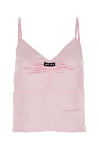 Miu Miu Pastel Pink Satin Tank Top - Miu Miu - Modalova