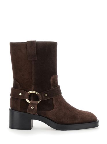 Jax Ankle Boots With Ring Hardware Detail In Leather And Suede Woman - Stuart Weitzman - Modalova