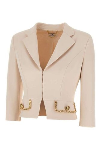 Cropped Stretch Crêpe Chain Jacket - Elisabetta Franchi - Modalova