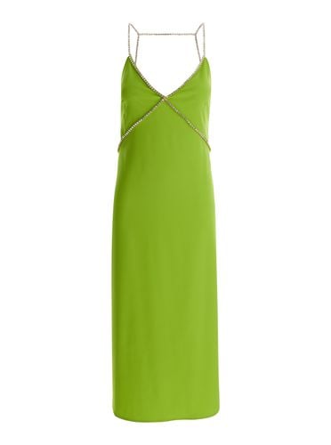 Avocado Midi Dress With Rhinestone Straps In Crepe Fabric Woman - Liu-Jo - Modalova