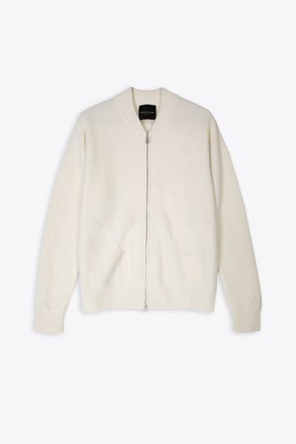 Bomber Ml Costa Con Zip Off white ribbed wool cardigan with zip - Roberto Collina - Modalova