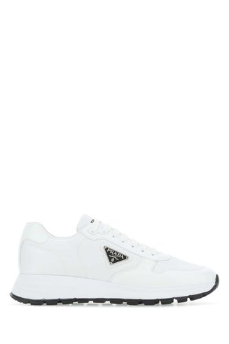 White Re-nylon And Leather Sneakers - Prada - Modalova
