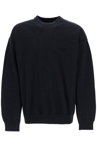 Black Cotton Crewneck Sweatshirt With Tone-on-tone Logo - Y-3 - Modalova