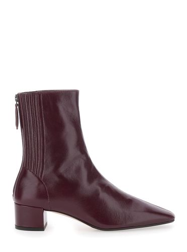 Bordeaux Ankle Boots With Medium Wide Heel In Leather Woman - Aquazzura - Modalova