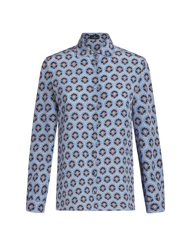 Etro Light Blue Printed Silk Shirt - Etro - Modalova