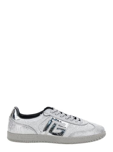 Swan Silver Colored Low Top Sneakers With Logo Detail In Leather And Tech Fabric Man - Balmain - Modalova