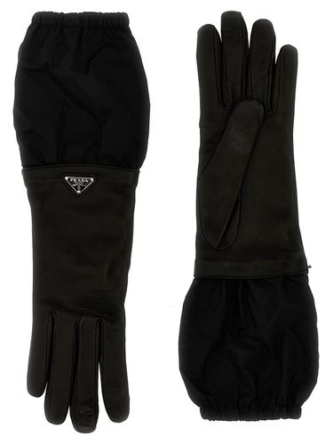 Prada Enamel-logo Panelled Gloves - Prada - Modalova