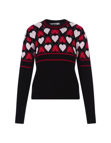 Sweater With active Hearts Motif - MSGM - Modalova