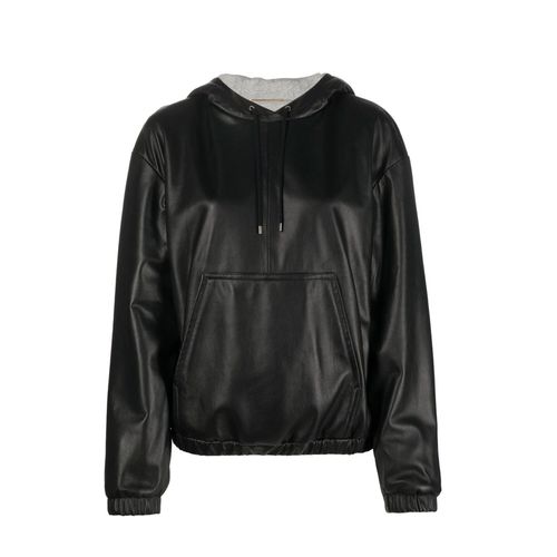 Saint Laurent Leather Hoodded Top - Saint Laurent - Modalova