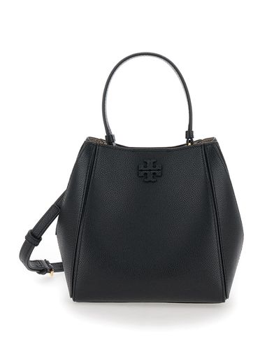 Mcgraw Small Bucket Bag With Double T In Hammered Leather Woman - Tory Burch - Modalova