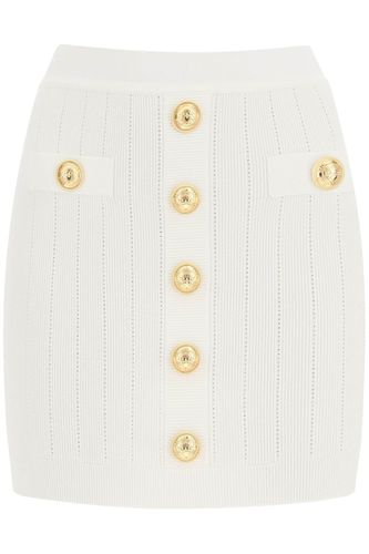 Knit Mini Skirt With Embossed Buttons - Balmain - Modalova