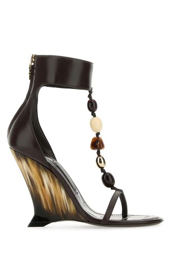 Brown Leather Selene Sandals - Ferragamo - Modalova