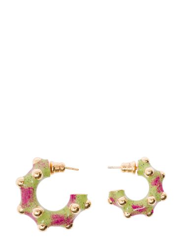 Multicolor Asymmetric Earrings With Studs In 18k Gold Plated Brass Woman - Panconesi - Modalova