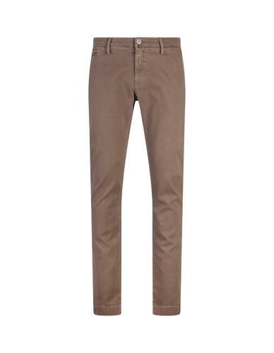 Bobby Slim Fit Trousers In Beige Garment-dye Twill - Jacob Cohen - Modalova